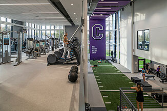 View of the Cornell College Richard and Norma Small Athletic and Wellness Center that features REGUPOL aktiv flooring throughout the facility.