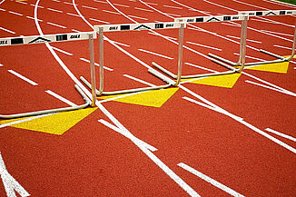 Hurdles on REGUPOL champion AG track at Lancaster Mennonite HS