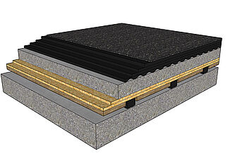 A graph illustrating the sound reduction capabilities of REGUPOL's acoustic flooring system.