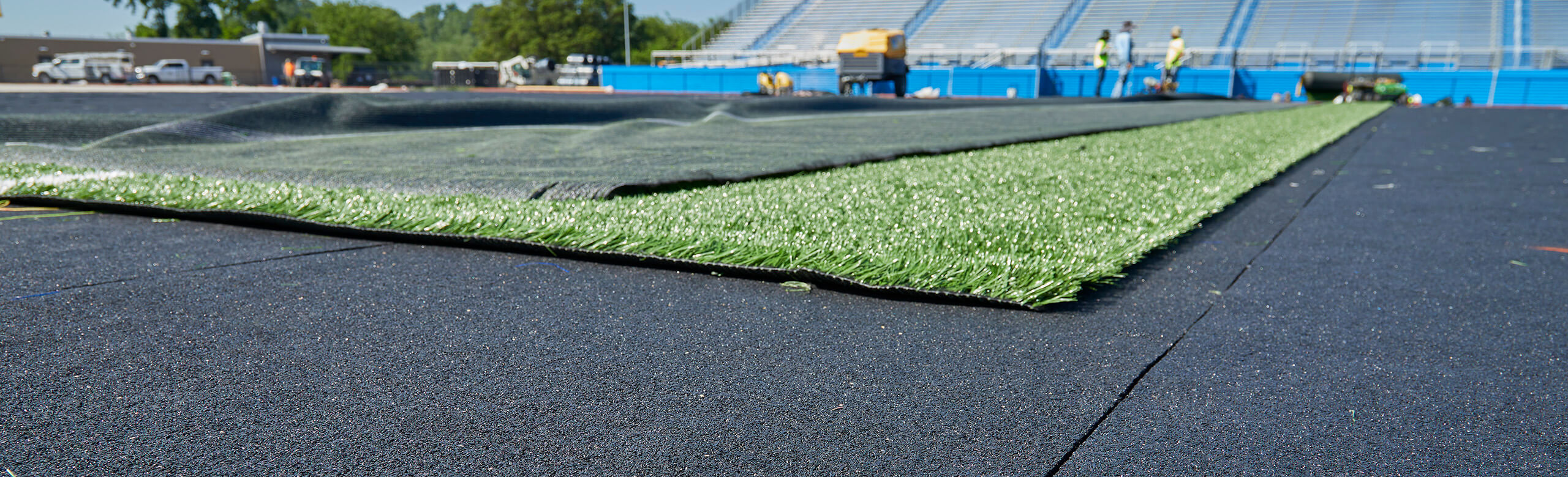 Enhanced view of the Spring Grove Area High School's new construction turf area, featuring REGUPOL abzorb beneath the turf.